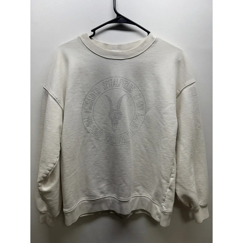 AllSaints‎ Sweatshirt Womens Small White Iona Studded Logo Pullover